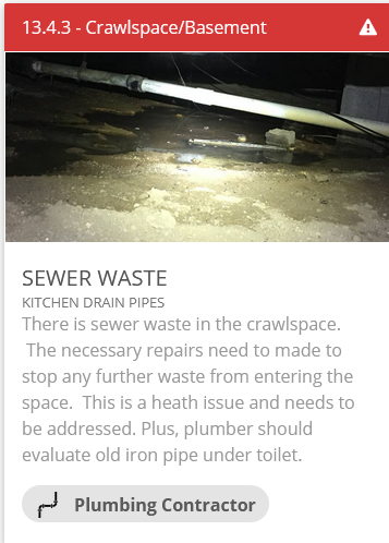 standing sewage real estate inspections