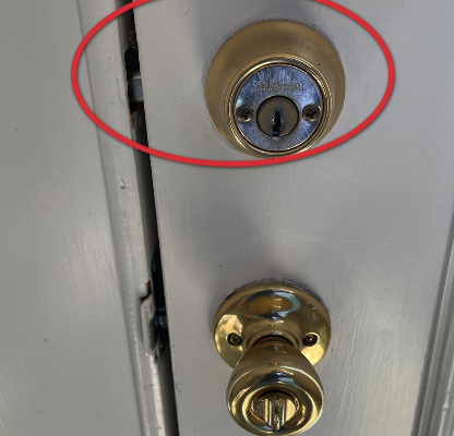 Keyed Deadbolt on Interior Side