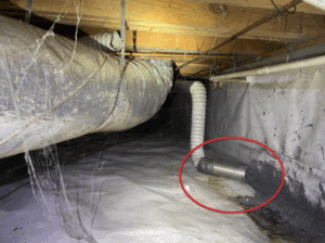Dryer Duct Terminates in Crawl Space as found by Murfreesboro Home Inspector