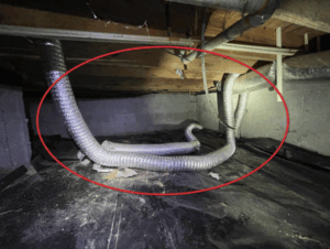 Sag in Dryer Duct found during Murfreesboro Home Inspection